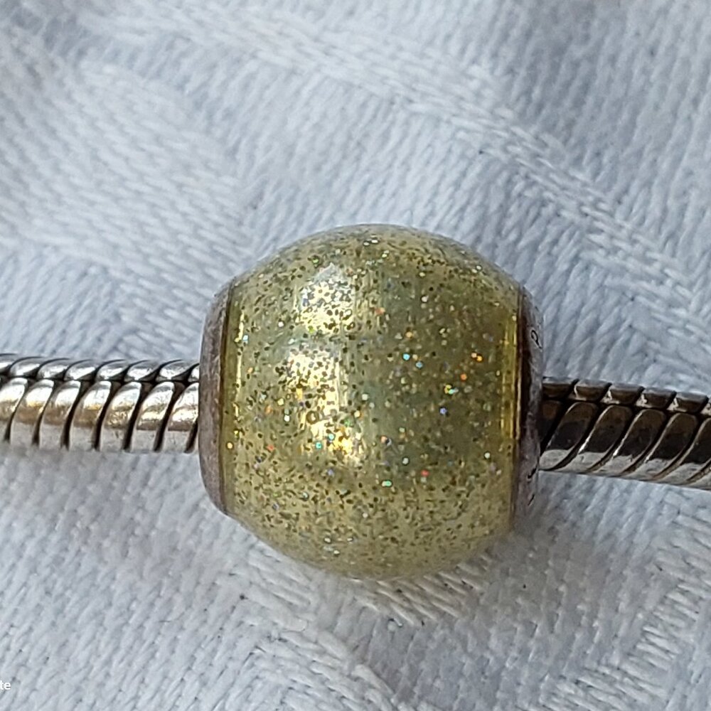 Pandora authentic sterling charm gold glitter ball